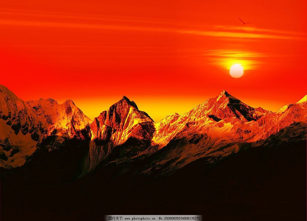 日出巅峰 太阳 山峰 日出 红色 自然景观 自然风景 摄影图库 300 jpg