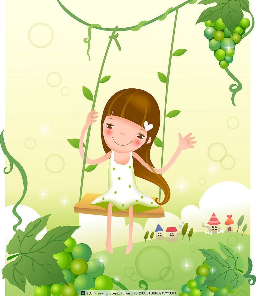 荡秋千的小女孩图片
